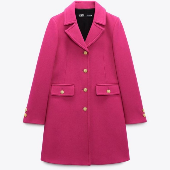 Pink, hot pink Zara pea coat ￼Wool Coat - Picture 5 of 5